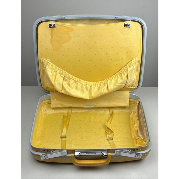 Vintage Samsonite Profile Hardside Suitcase Luggage Mustard Yellow MCM Retro 20" - Picture 8 of 13